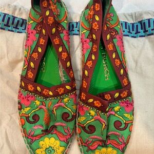 Tory Burch Women's Espadrilles - Green and Pink Floral